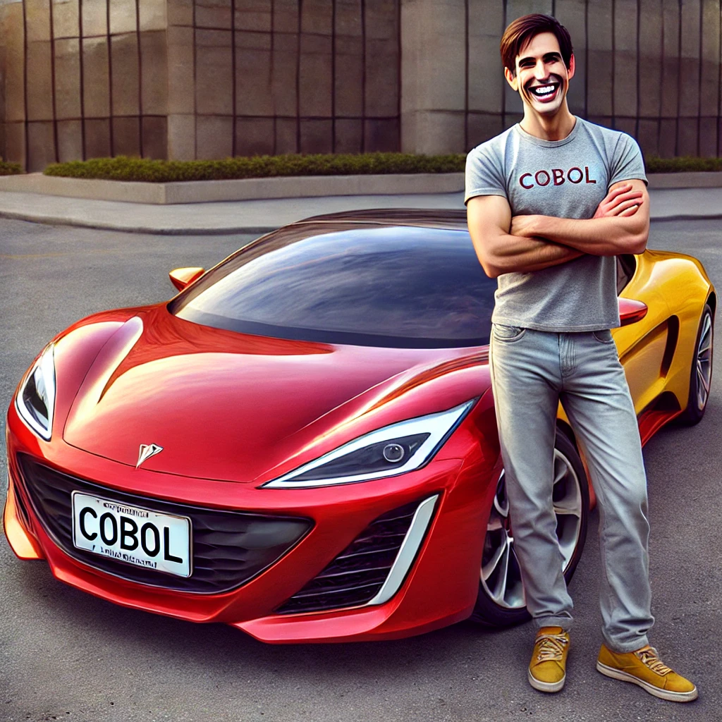 The need for speed: a fast car with a license-plate "COBOL".